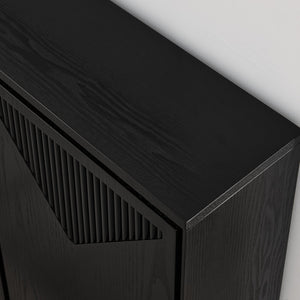 English Elm Mid Century Modern V-Shape Storage Cabinet – Stylish Buffet & Sideboard For Small Spaces, Black Finish W1801P362148