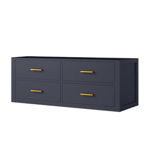English Elm Blue Midcentury Single Bath Vanity 48" W x 22" D — Soft Close, Wallhung Wood Cabinet, Fully Assembled B2731P258010