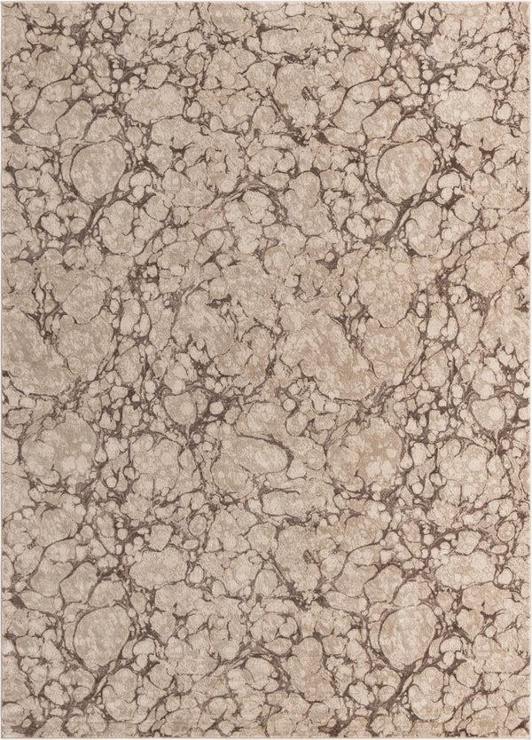 Unique Loom Oasis Breeze Machine Made Abstract Rug Brown, Beige/Ivory 9' 0" x 12' 2"