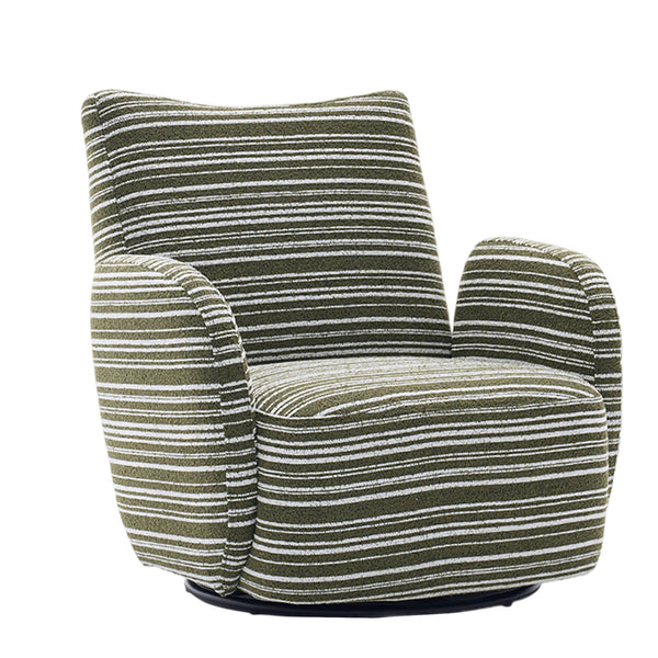 English Elm Modern Boucle 360° Swivel Leisure Chair with High‑Resilience Sponge, Supportive Curve, 550lb Capacity Olive Green W395P355490