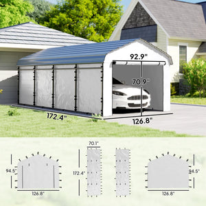 English Elm Durable Pe Carport Sidewall Set Four Panels Upf50 Waterproof Zippered Door Cover T3971P468957