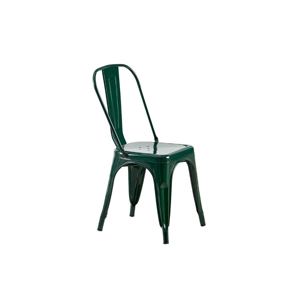 English Elm Set Of 2 Dark Green Metal Dining Chairs - Stackable, Lightweight, Easy-Clean, Modern Industrial Style B347P383096-GIGA