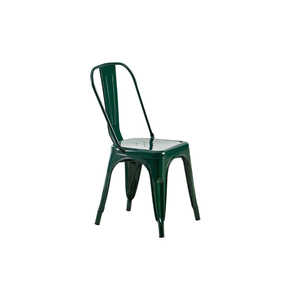 English Elm Set Of 2 Dark Green Metal Dining Chairs - Stackable, Lightweight, Easy-Clean, Modern Industrial Style B347P383096-GIGA