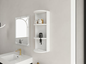 English Elm 12" Bathroom Wall-Mounted Storage Rack with Three-Tier Floating Shelves, Durable Scratch-Resistant Plywood Organizing Solution Glossy White W999P277165
