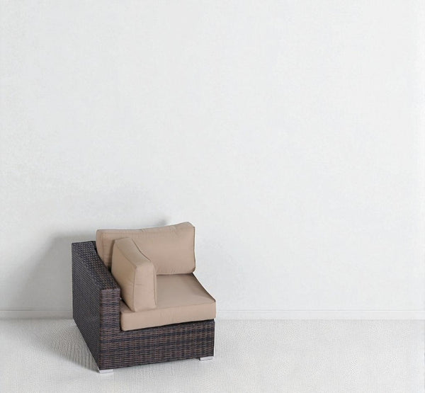 English Elm 33" Corner Wedge Fully Assembled Outdoor Sectional Piece with HDPE Wicker, Rust-Free Frame, Cushions B120P352209