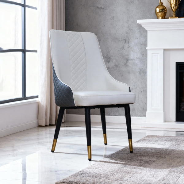 English Elm Modern Pu Leather High Back Dining Chairs Waterproof Steel Frame Set of 2 W2699P401053