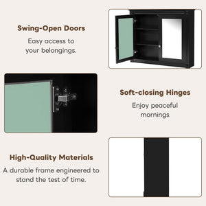 English Elm 36'' Wall Mounted Medicine Cabinet with Dual Mirrors Soft Close Doors Bathroom Storage Black N710P371186B