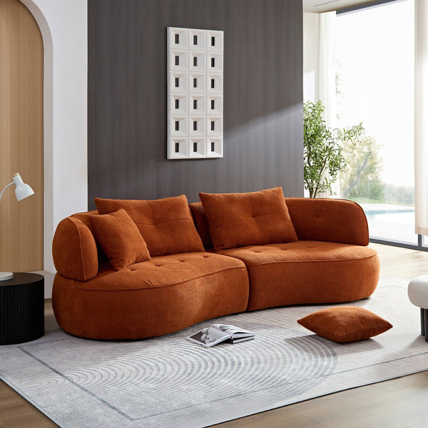 English Elm Wks7c Curved Modular Sofa Solid Wood Frame Fabric Upholstery Seats 4 Living Room Orange W2085S00060