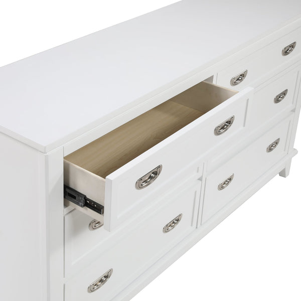 English Elm Gray Lacquer Six Drawer Dresser with Dovetail Wood Construction for Modern Bedrooms White B011P463883
