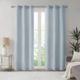 Madison Park Galen Casual Basketweave Room Darkening Curtain Panel Pair MP40-7926 Blue