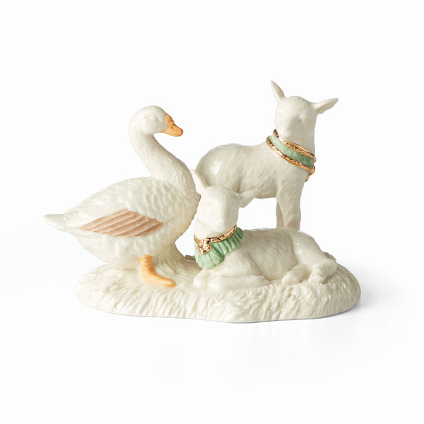 Lenox First Blessing Goose & Lambs Figurine Multi, IVORY PORCELAIN 894083
