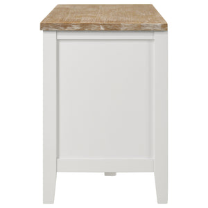 English Elm Evanston Two-tone Tv Stand with Glass Doors Ash Veneer Top and Slide-out Drawer B062P441456