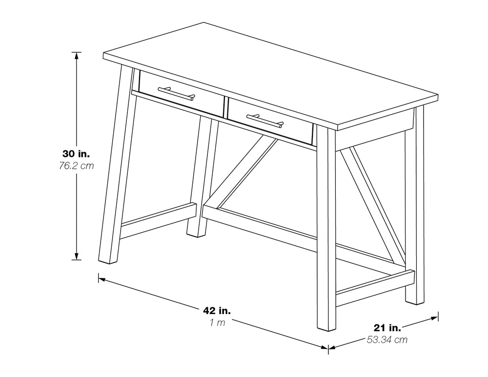 OSP Home Furnishings Milford Rustic Writing Desk Antique White