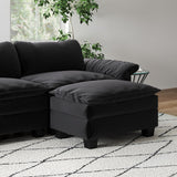 English Elm Living Room Furniture Luxury Sectional Sofa Couch With Ottoman Soft Velvet Upholstered Sofa Black