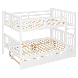 English Elm Full Over Bunk Bed with Twin Trundle Solid Pine Frame Gray Convertible LT100204AAK