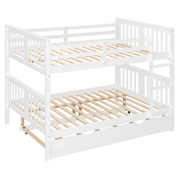 English Elm Full Over Bunk Bed with Twin Trundle Solid Pine Frame Gray Convertible LT100204AAK-1