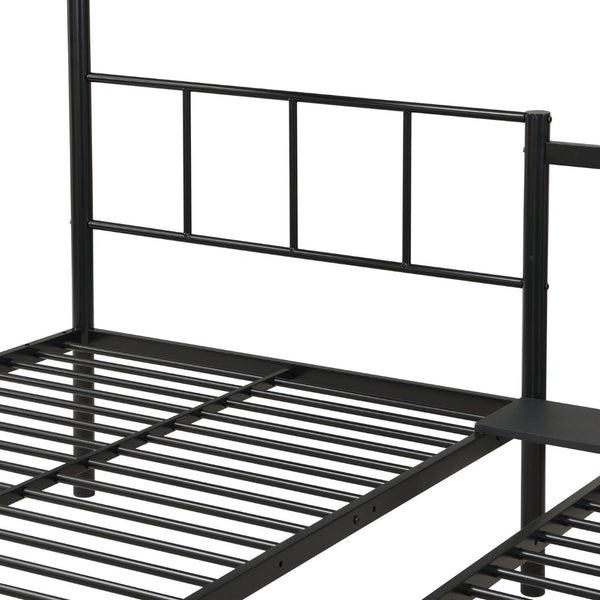 English Elm Twin Triple Bunk Bed - Sturdy Metal Frame With Safety Rail, Vertical Ladder & Storage Shelf For Kids W311S00061-GIGA