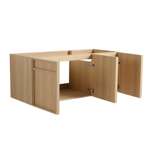 English Elm 48" 54.3" Wall-Mounted Bathroom Vanity with Resin Sink, Original Oak Finish, 3 Soft-Closing Doors, Plywood Construction W1972P315216