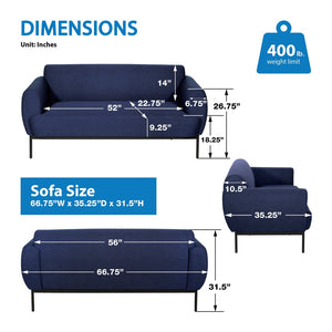 OSP Home Furnishings Delta Commercial Armchair with Sinuous Spring Seat and Black Metal Legs for Lobbies Sofa Navy DTL53-K062