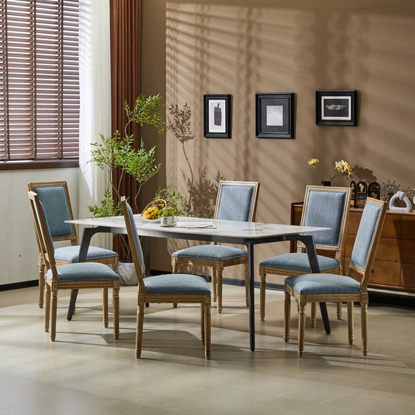 English Elm Christopher Knight Home® - [Set Of 6] Vintage French Country Dining Chairs - Elegant Cane Backrest & Plush Seats - Rustic Charm N767P263677D_6