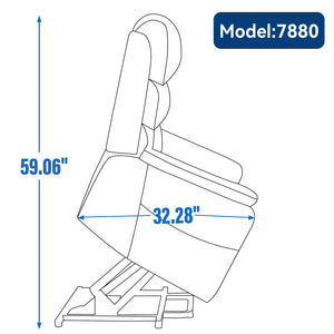 English Elm Dual Motor Power Lift Recliner with Massage Heat and 180 Degree Brown Lounge Chair Grey W1803S00062