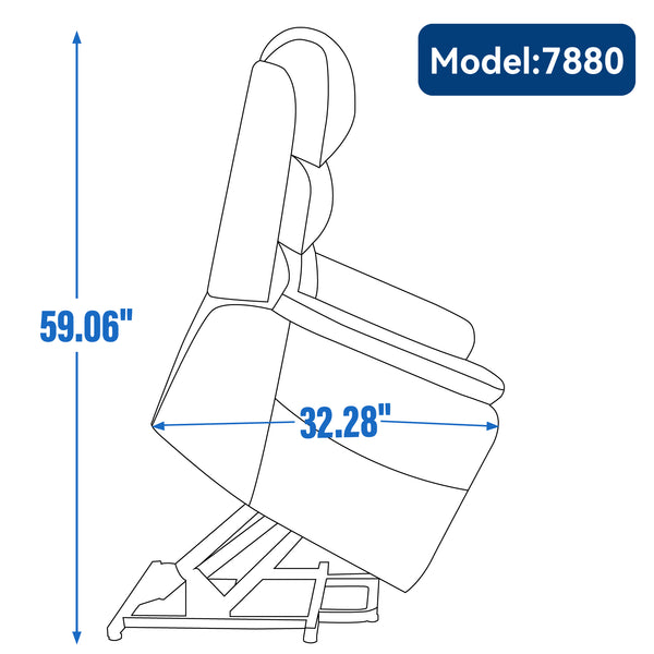 English Elm Dual Motor Power Lift Recliner with Massage Heat and 180 Degree Brown Lounge Chair Grey W1803S00062