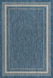 Unique Loom Outdoor Border Soft Border Machine Made Border Rug Blue, Ivory/Gray 6' 1" x 9' 0"