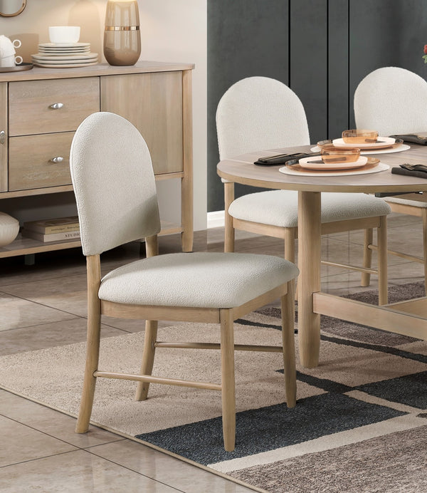 English Elm Classic Luxury 7-Piece Dining Set With Oval Extension Table & 6 Beige Upholstered Side Chairs B011S01599