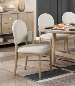 English Elm Natural Upholstered Dining Side Chairs Set of 2, Beige Fabric Seats & Backs, 20" Seat Height, Classic Chic B011P285301