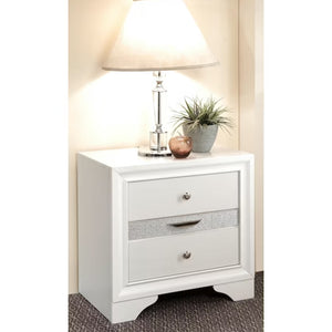 English Elm 2 Drawers Nightstand With Jewelry Compartment - Elegant White Storage For Modern Bedrooms & Décor B016P253285