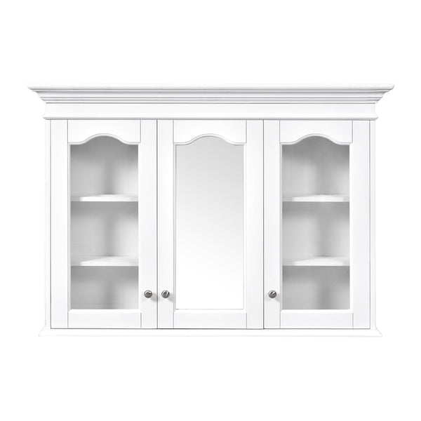 English Elm 40" Medicine Cabinet with Mirror, 6 Adjustable Shelves, Wall-Mounted Bathroom Organizer, White Modern Design N710P264317K