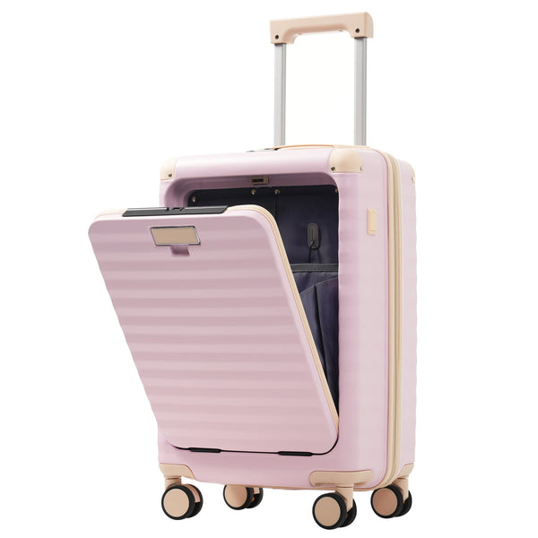 English Elm Luggage 5 Piece Abs Hardshell Travel Set with Usb Port Spinner Wheels and Tsa Lock Pink N732P265290U