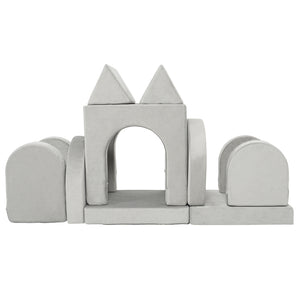 English Elm 14pcs Modular Foam Play Couch Set Convertible Toddler Fort Builder for Playrooms Light Gray T5880P493433