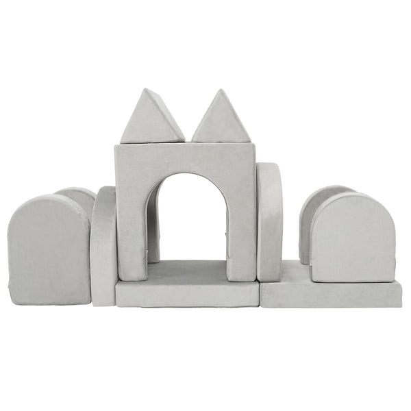 English Elm 14pcs Modular Foam Play Couch Set Convertible Toddler Fort Builder for Playrooms Light Gray T5880P493433