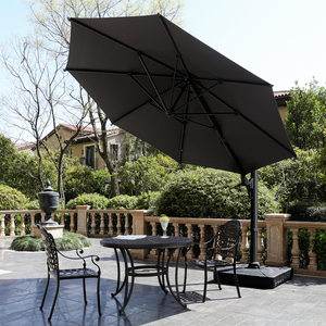 English Elm 11 Ft Cantilever Patio Umbrella, Round Outdoor Offset Umbrella With 360° Rotation & Tilt Adjustment Without Base - Grey