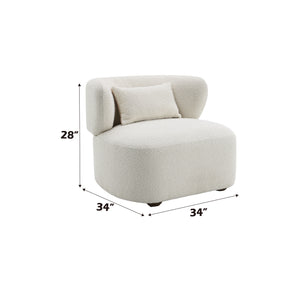 English Elm Darius Bouclé Accent Chair with Toss Pillow, Curved Back, Pocket Coil Seat and Plush Support Beige 34 L x 34 W x 30 H B2726P248622
