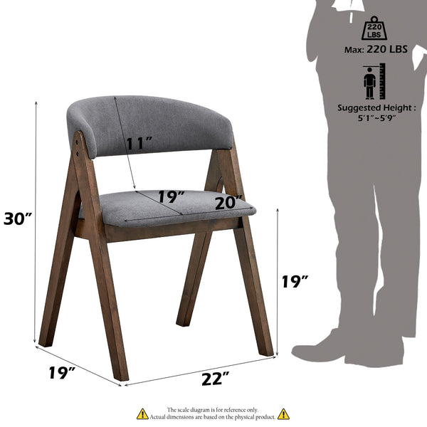 English Elm Keiki 5-Piece Walnut Dining Set with Round 48" Table & 4 Upholstered Side Chairs, Durable Finish B2726S00443