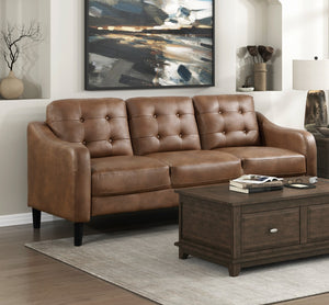 English Elm Brown Mallory 2pc Sofa Loveseat Set - Button Tufted Microfiber, Contoured Arms, Solid Wood Frame B011S01073