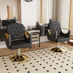 English Elm Hydraulic Salon Chair with Foot Pump Swivel Base Pu Leather Seat for Barber Tattoo Spa W2700P410954