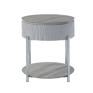 English Elm Yukino Gray High Gloss End Table With Chrome Legs – Stylish Storage For Modern Living Spaces B2726P265753-GIGA