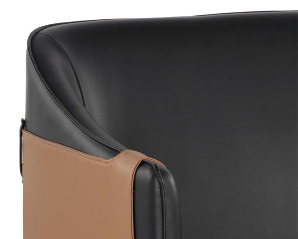 Sunpan CARTER Lounge Chair - Two-Tone Napa Faux Leather with Barrel Back Design, Ideal for Home & Office 106723