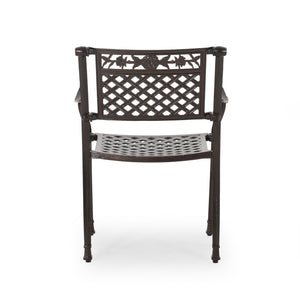 English Elm Christopher Knight Home® - CANTERBURY Cast Chair Bronze Aluminum Outdoor Dining Chair with Lattice Floral Design, Durable 31.5"H 66738.00HMBRZ