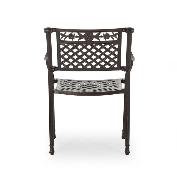 English Elm Christopher Knight Home® - CANTERBURY Cast Chair Bronze Aluminum Outdoor Dining Chair with Lattice Floral Design, Durable 31.5"H 66738.00HMBRZ