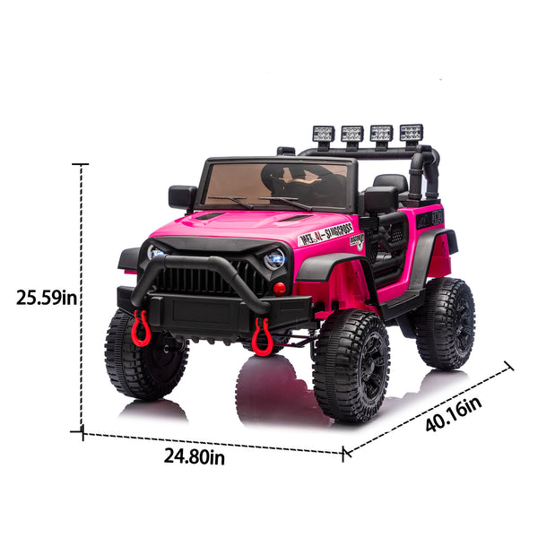 English Elm 24v Kids Electric Ride on Car with Parental Remote Dual Motor Four Wheel Suspension W1578P356392