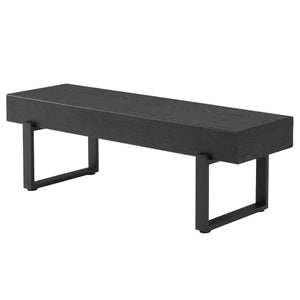 English Elm Upholstered Bench with Thick 5.5" MDF Top, Heavy-Duty Metal Legs, 550LB Capacity, Versatile Seating Black N752P374152B