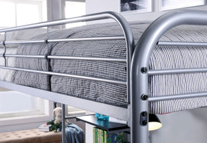 English Elm Contemporary Twin-Over-Twin Bunk Bed with Pull-Out Trundle and Built-In Ladder for Space-Saving Rooms Silver 78 L x 44 W x 8 H B2741P351289