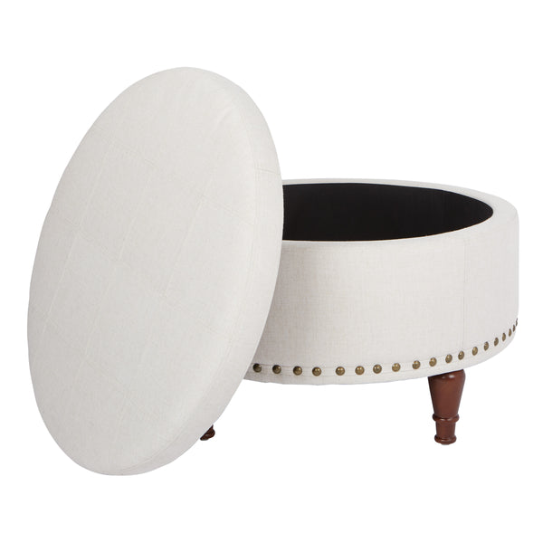 OSP Home Furnishings Alloway Storage Ottoman Linen