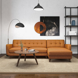 English Elm Ashcroft Furniture - Allison Right-Facing Tan Leather Sectional Sofa - Mid-Century Modern Comfort For Stylish Living Rooms B183S00120