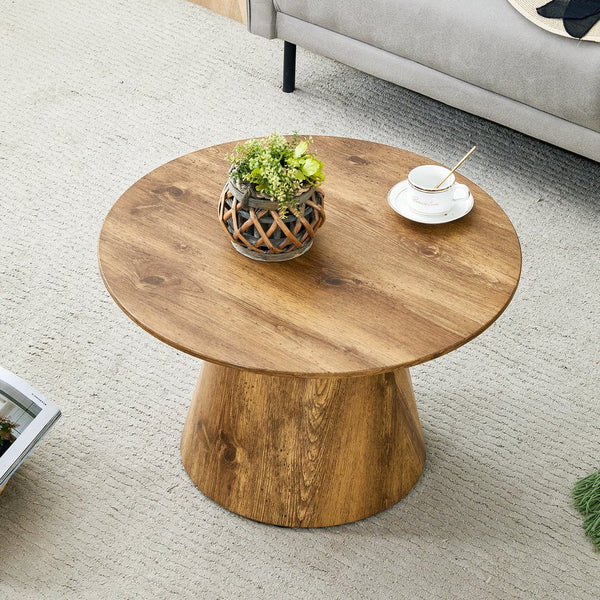 English Elm Natural Wood Grain Mdf Round Coffee Table for Small Living Rooms and Cozy Spaces W2920P375102