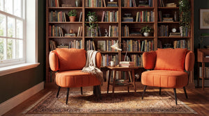 English Elm Decorative Chenille Barrel Tub Chair with Pocket Coil Cushion for Cozy Reading Nooks Orange W5188P462023